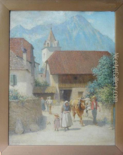 Noon Day In The Rhone Valley Oil Painting - Thomas Bowman Garvie