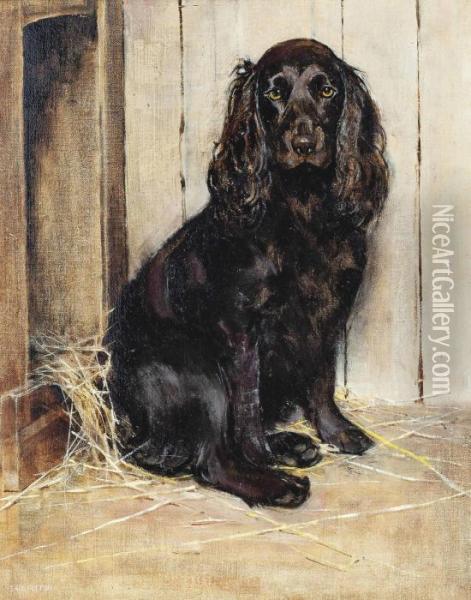 A Well Behaved Spaniel Oil Painting - Samuel Fulton