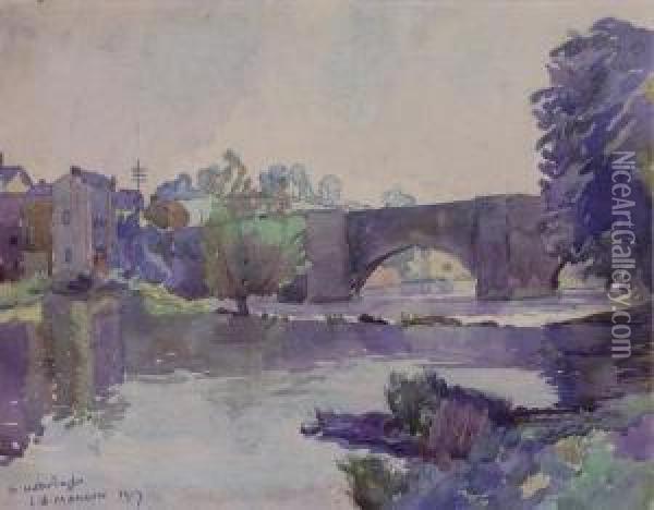 River Landscape, Ludlow Oil Painting - James Bolivar Manson