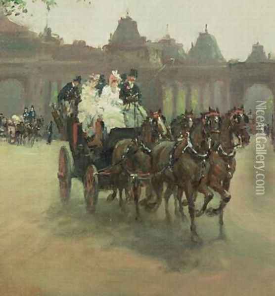 Carriages at Hyde Park Oil Painting - Albert Ludovici