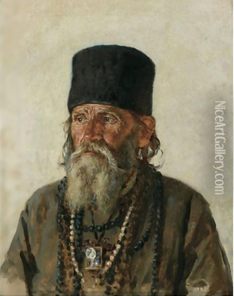 Russian Hermit Of The Grotto On The Jordan Oil Painting - Vasili Vasilyevich Vereshchagin