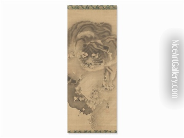 Painting Scroll Of A Tiger Oil Painting -  Ganku