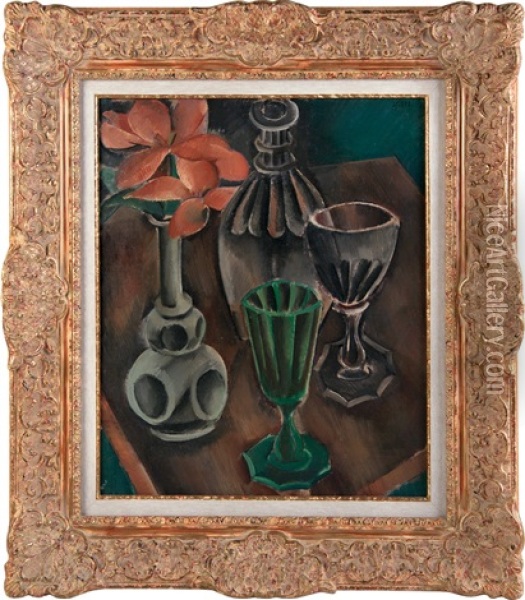 Cubist Still Life (still Life With Green Glass) Oil Painting - Georges (Karpeles) Kars