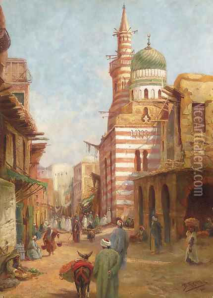 The Mosque of Aytmish al-Bagazi, Old Cairo Oil Painting - Adrian Ludwig Richter