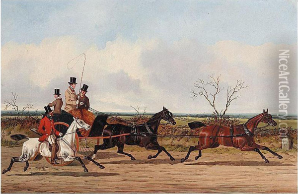 A Horse Drawn Chaise On The Road To York Oil Painting - John Dalby Of York