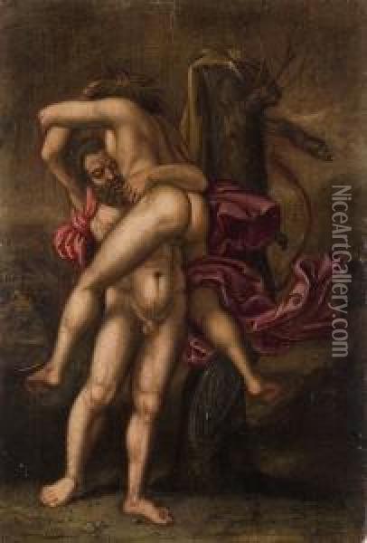 Ercole E Anteo Oil Painting - Andrea Mantegna