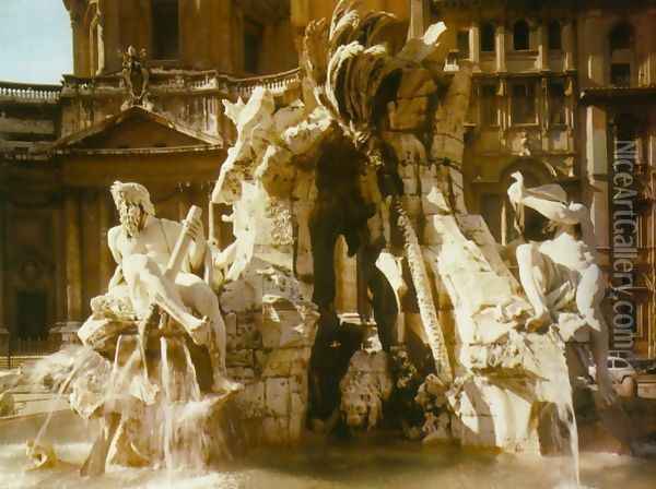 The Four Rivers Fountain Oil Painting - Gian Lorenzo Bernini