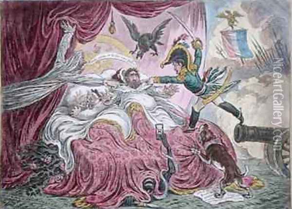 Comforts of a Bed of Roses Oil Painting - James Gillray