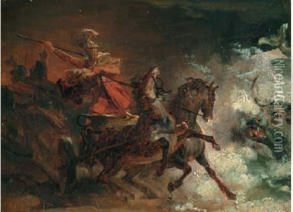 Hippolyte Et Le Dragon Oil Painting - Rene-Louis-Maurice Beguyer De Chancourtois