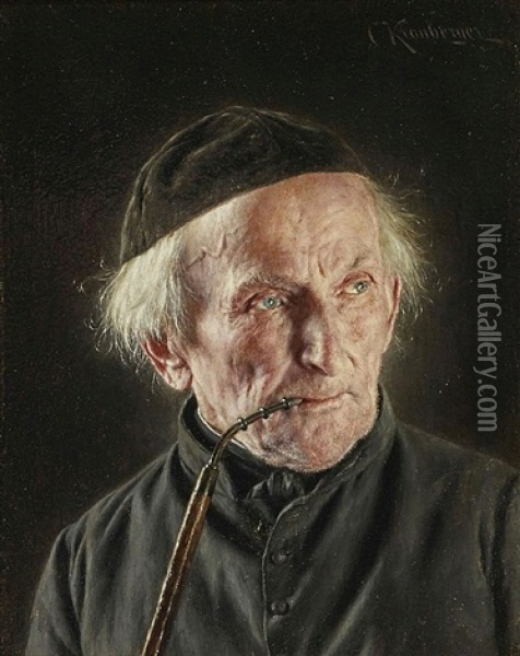 Rauchender Priester Oil Painting - Carl Kronberger