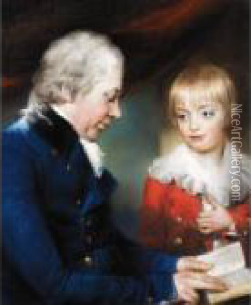 Thomas Pitt And His Son William Oil Painting - John Russell