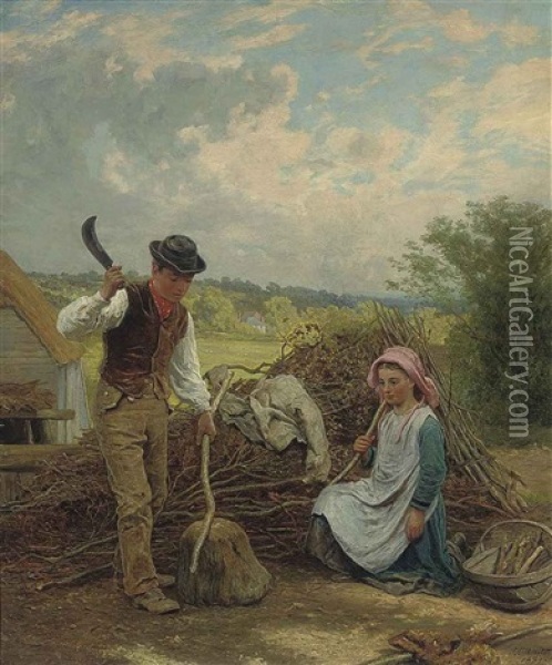 Helping A Neighbor Oil Painting - James Clarke Waite
