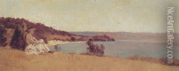 Elizabeth Lillie Williamson At Phillip Island Oil Painting - Thomas William Roberts