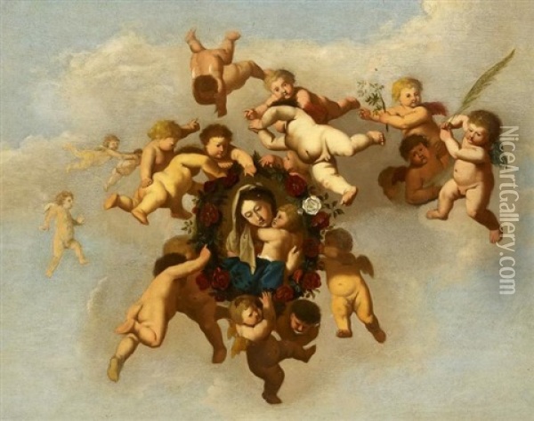 Pieta Von Engeln Umgeben Oil Painting - Cornelis Van Poelenburgh