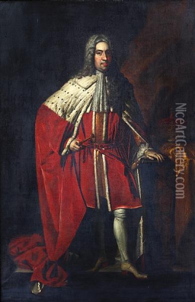 Portrait Of A Duke In Peer's Robes Oil Painting - Sir Godfrey Kneller