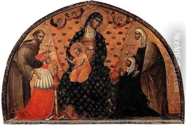 Doge Francesco Dandolo and his Wife Presented to the Madonna 1339 Oil Painting - Paolo Veneziano