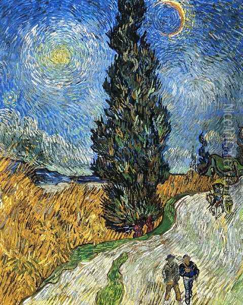 Cypress against a Starry Sky Oil Painting - Vincent Van Gogh