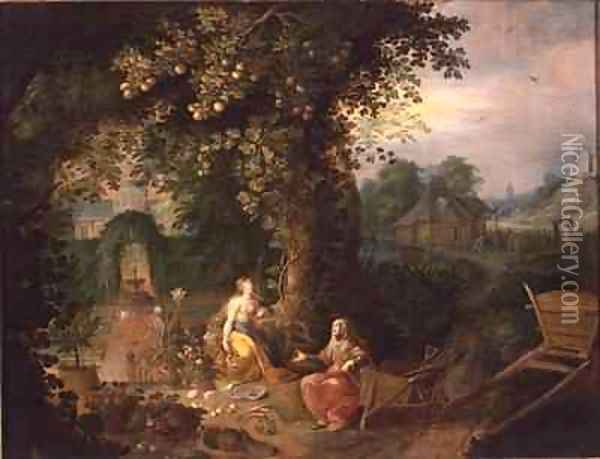 Vertumnus and Pomona Oil Painting - Frans the younger Francken