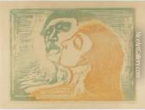 Head By Head Oil Painting - Edvard Munch