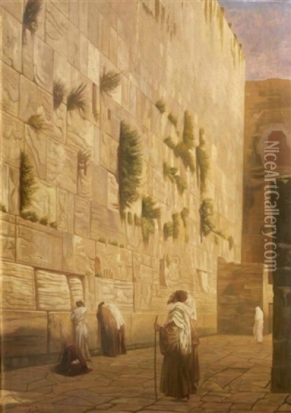 Die Klagemauer In Jerusalem Oil Painting - Jean Jules Antoine Lecomte Du Nouey