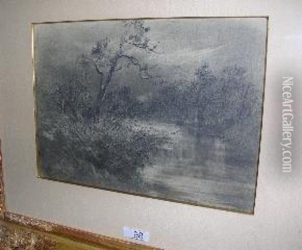 Paesaggio Lacustre Oil Painting - Pompeo Mariani