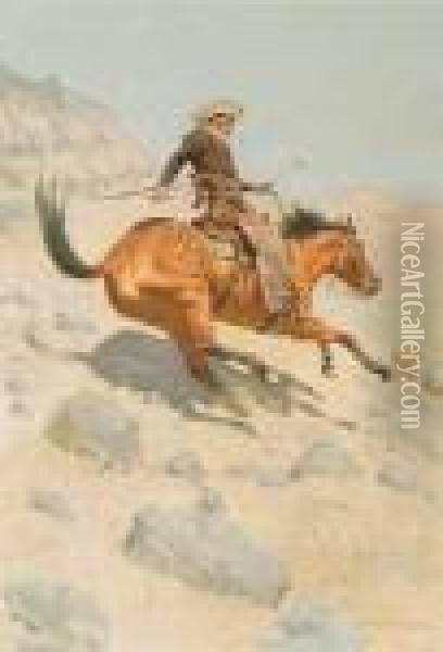The Cowboy Oil Painting - Frederic Remington
