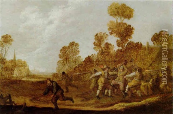 Kampfende Bauern Oil Painting - Joost Cornelisz. Droochsloot