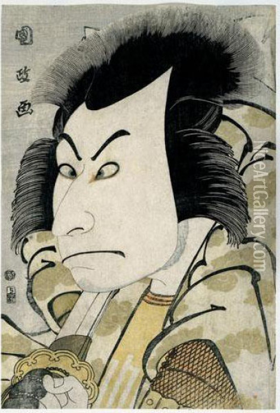 Portrait En Buste De L'acteur Nakamura Nakazo Ii Dans Un Role Non Identifie Oil Painting - Utagawa Kunimasa