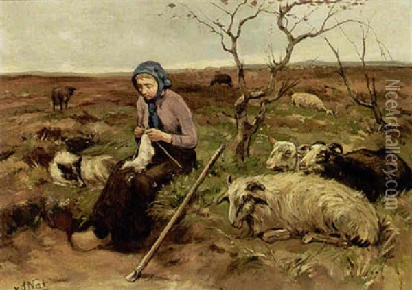 Herderinnetje In Een Landschap Oil Painting - Willem Van Der Nat