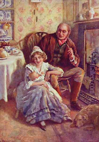 John and Dot Peerybingle, 1924 Oil Painting - Harold Copping