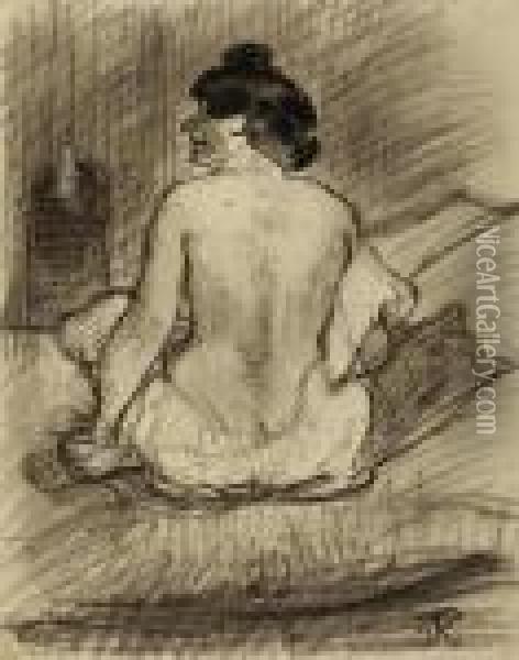 Nude From The Back. 1924. Oil Painting - Johann Robert Schuerch