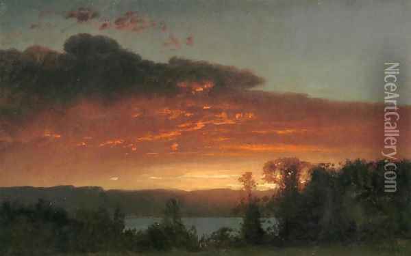 Sunset over the Lake Oil Painting - William Howard Hart