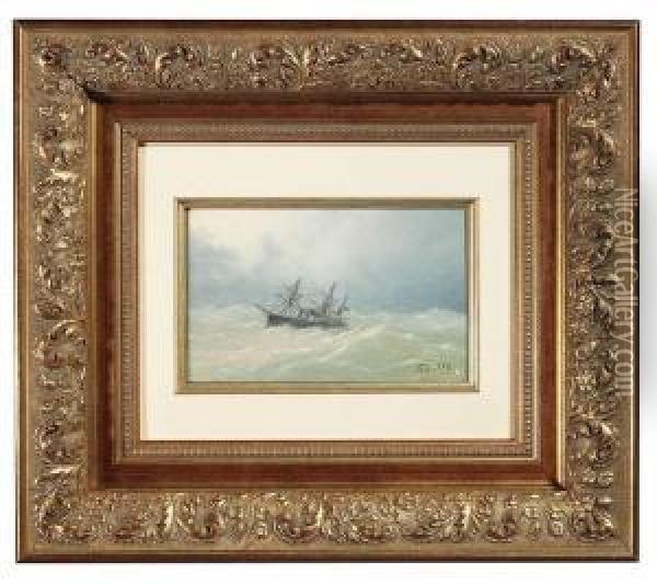 Oil/cardboard/cardboard, Signed And Dated 1898 Oil Painting - Lef Feliksovich Lagorio