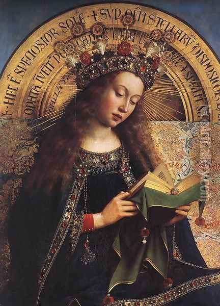 The Ghent Altarpiece- Virgin Mary (detail) 1426-29 Oil Painting - Jan Van Eyck