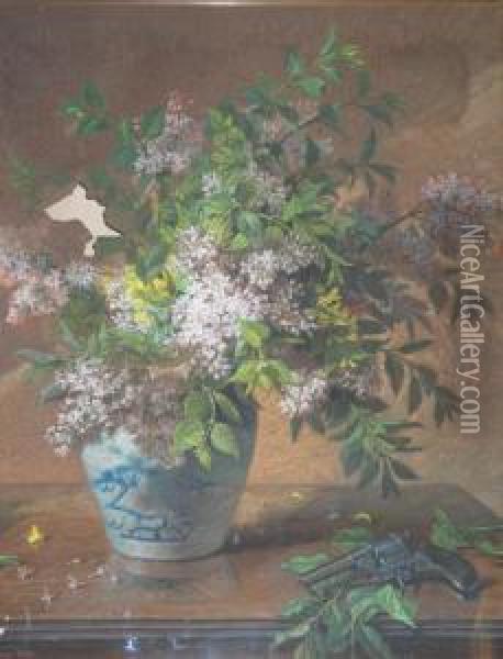Bouquet De Lilas Oil Painting - Leon Rousseau