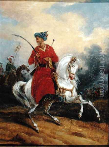 An Ottoman on Horseback Oil Painting - Charles Bellier