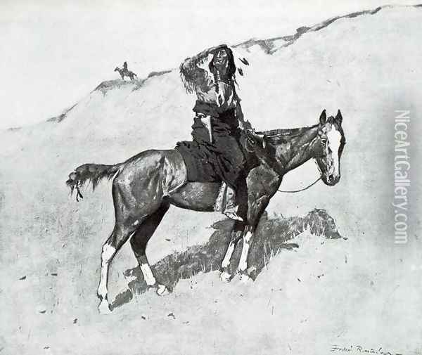 Hostiles Watching the column Oil Painting - Frederic Remington