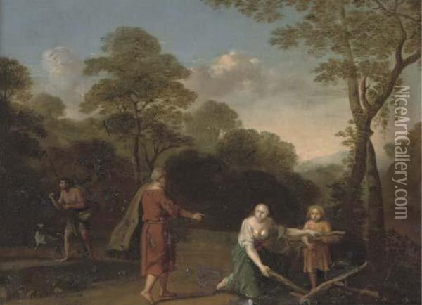 Elijah And The Widow Of Zarephath Oil Painting - Cornelis Van Poelenburch