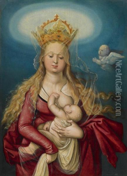 The Virgin As Queen Of Heaven Suckling The Infant Christ Oil Painting - Hans Baldung Grien