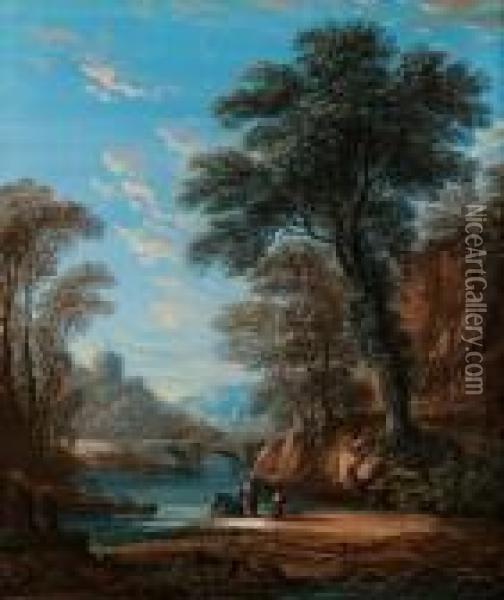 Paesaggio Lacustre Oil Painting - Sir Oswald Walter Brierly