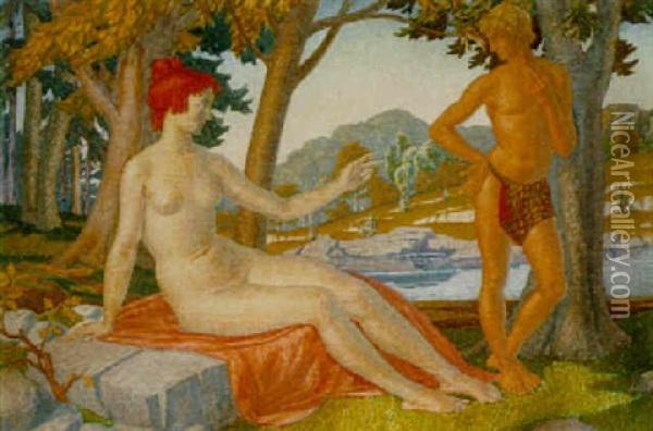 Venus And Cupid Oil Painting - Harry Morley