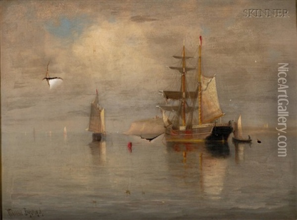 Sailing Vessels In Still Waters Oil Painting - Marshall Johnson