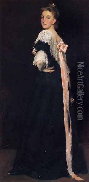 Portrait of Miss E. Oil Painting - William Merritt Chase