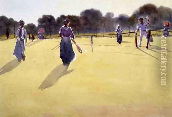 Edwardians at Tennis Oil Painting - Tom Simpson