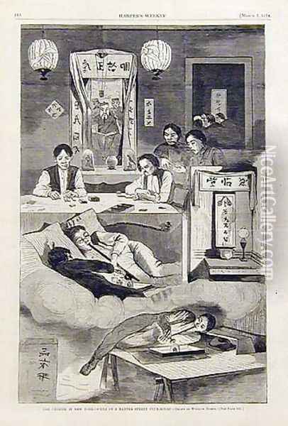 The Chinese in New York, scene in a Baxter Street Clubhouse Oil Painting - Winslow Homer