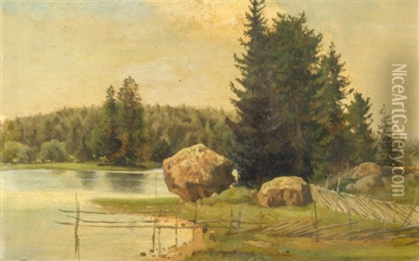 Landschaft Mit Felsen Oil Painting - Magnus Hjalmar Munsterhjelm