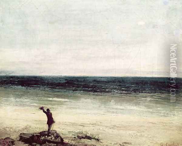 The Artist on the Seashore at Palavan Oil Painting - Gustave Courbet