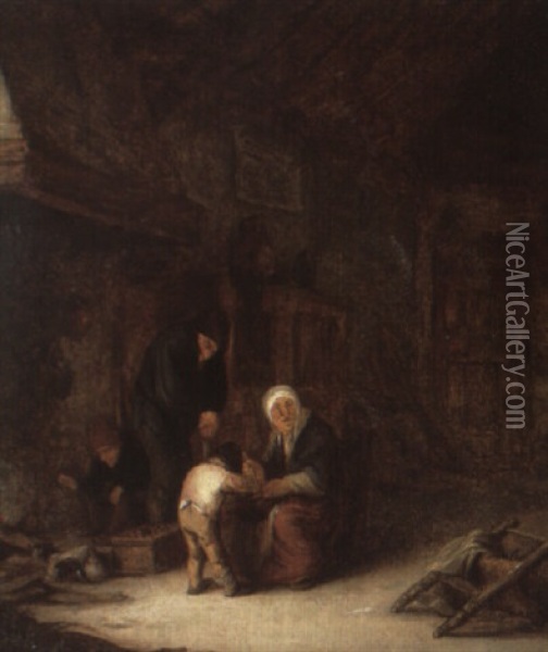 Peasant Interior Oil Painting - Isaac Van Ostade