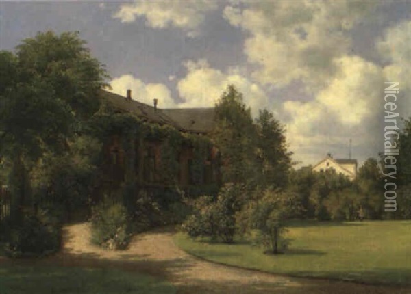 Fra Haven Bag Johanne Louise Heibergs Hus I Rosenv+nget Oil Painting - Carl Frederik Peder Aagaard