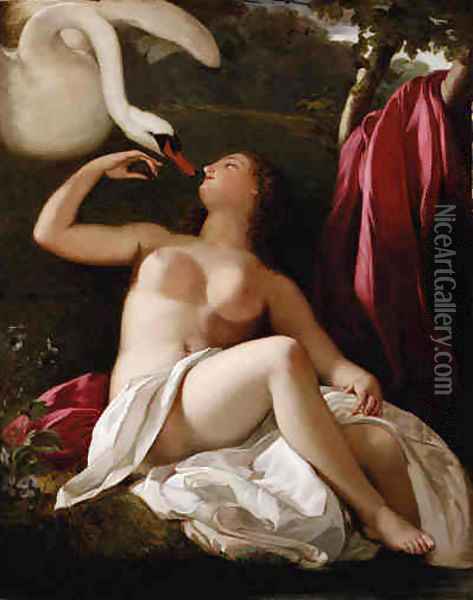 Leda and the Swan Oil Painting - French School